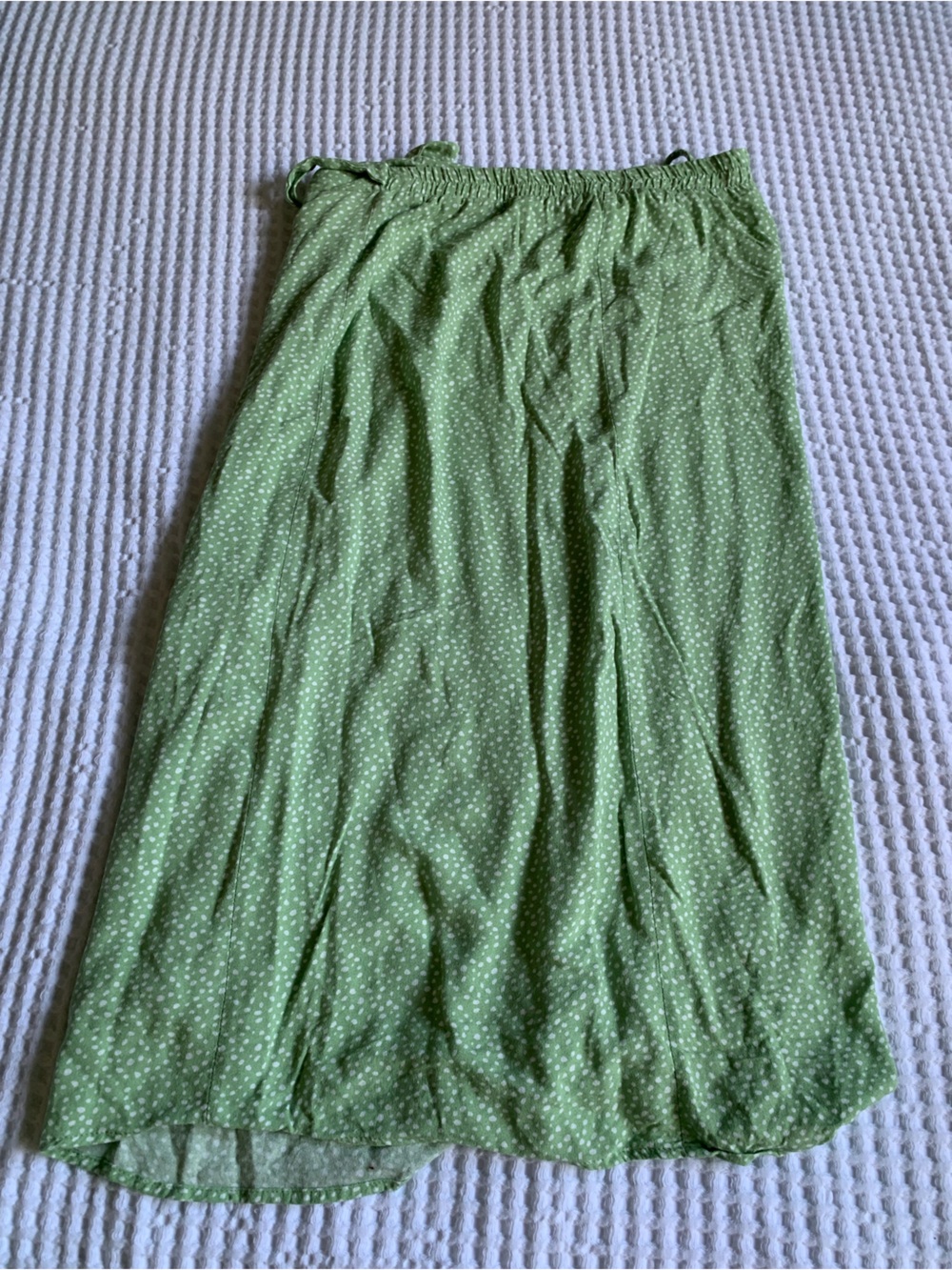 URBAN Romantics Light Green Maxi Wrap Skirt with White Dot Print Size Large